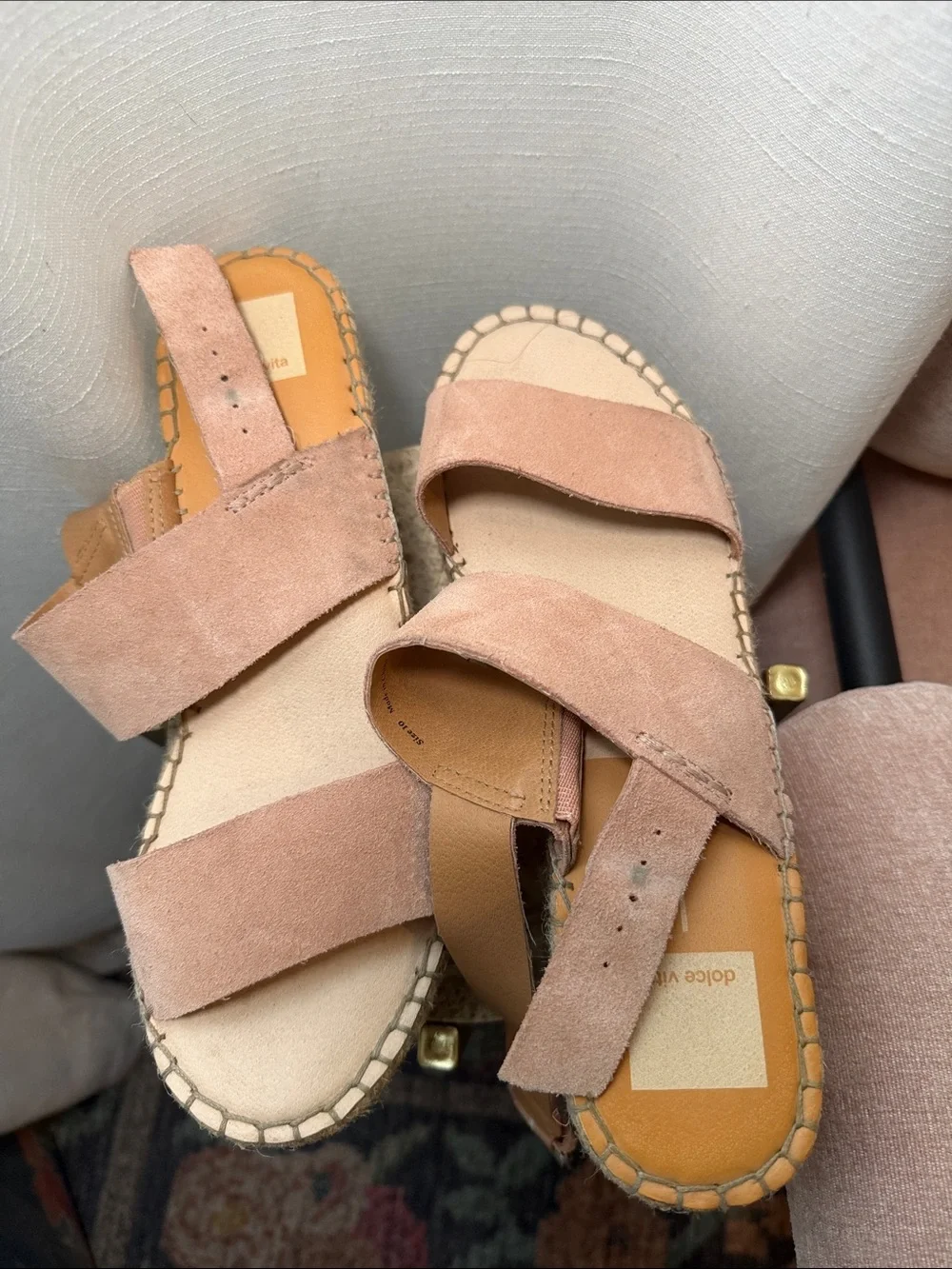 Dolce Vita Blush Suede Espadrille Wedge Sandals